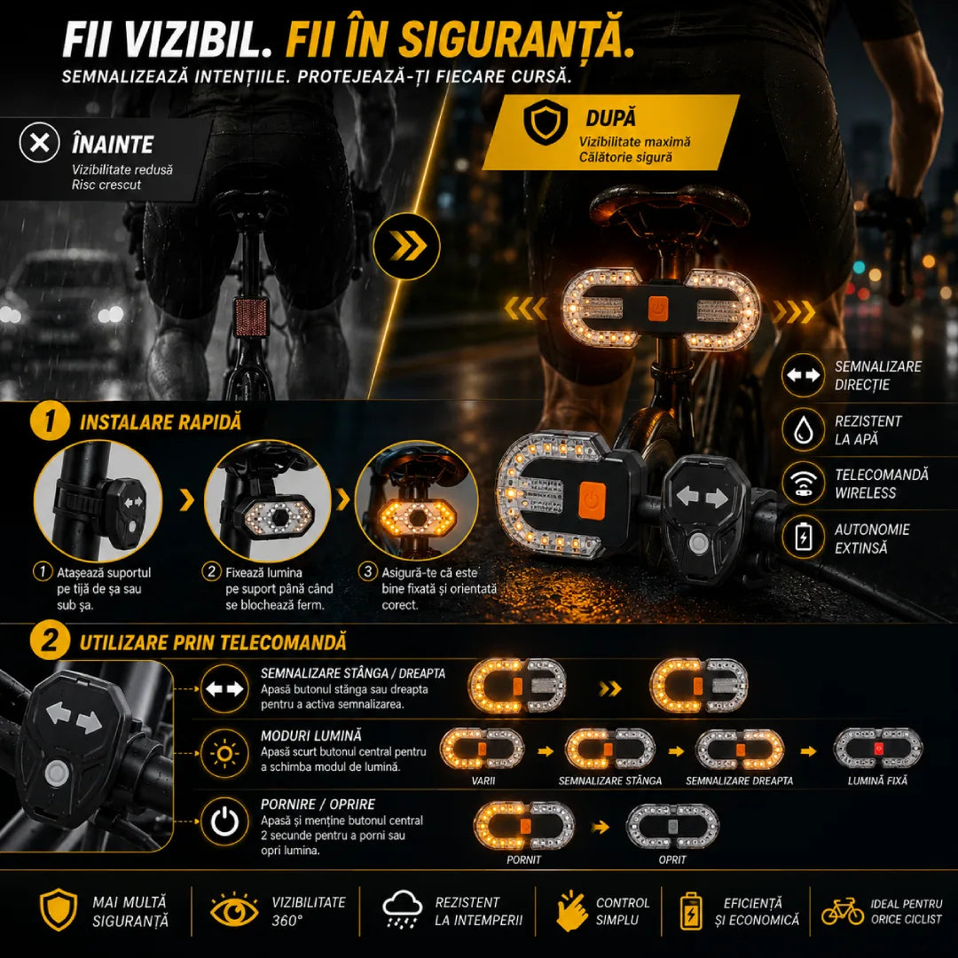Stop pentru Bicicletă cu Semnalizări - StopBike™