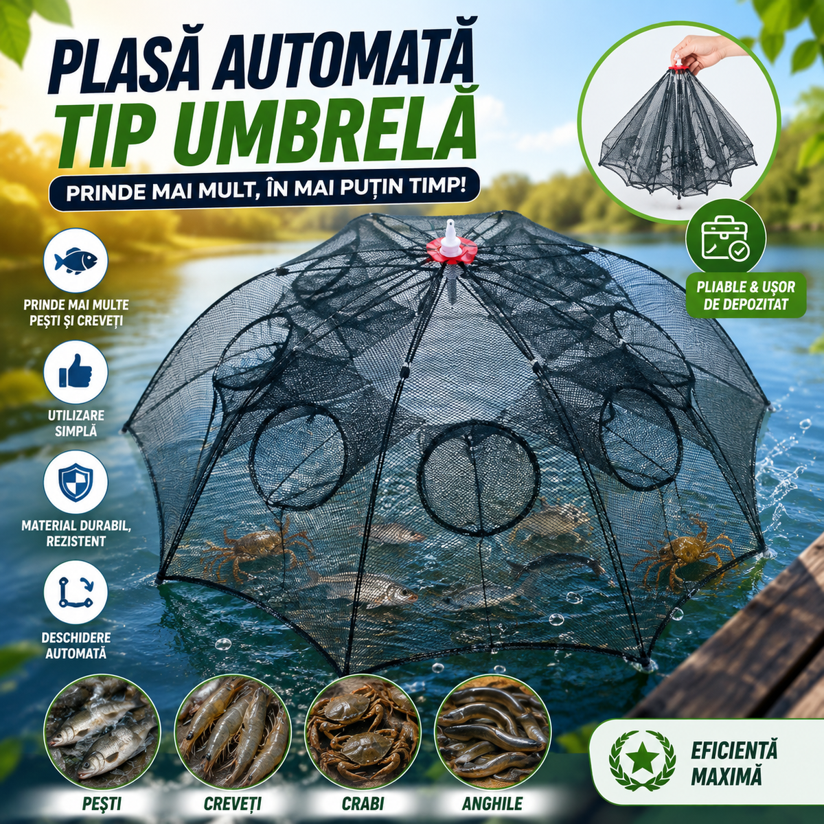 Plasă Automată pentru Pescuit FishTrap™
