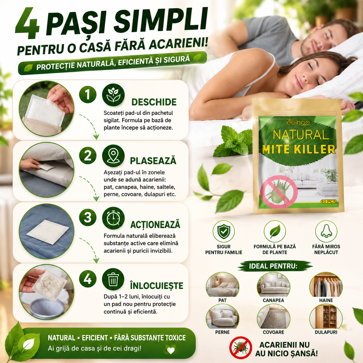 Protecție Naturală Anti-Acarieni Natural MiteGuard™